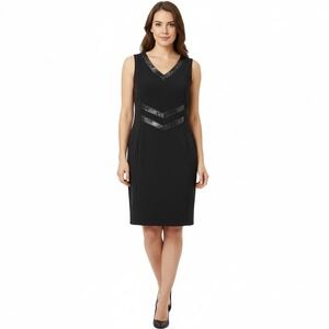 Liz Lange Black Size M Sleeveless LBD‎ Faux Snakeskin V-Neck Bodycon Party Dress
